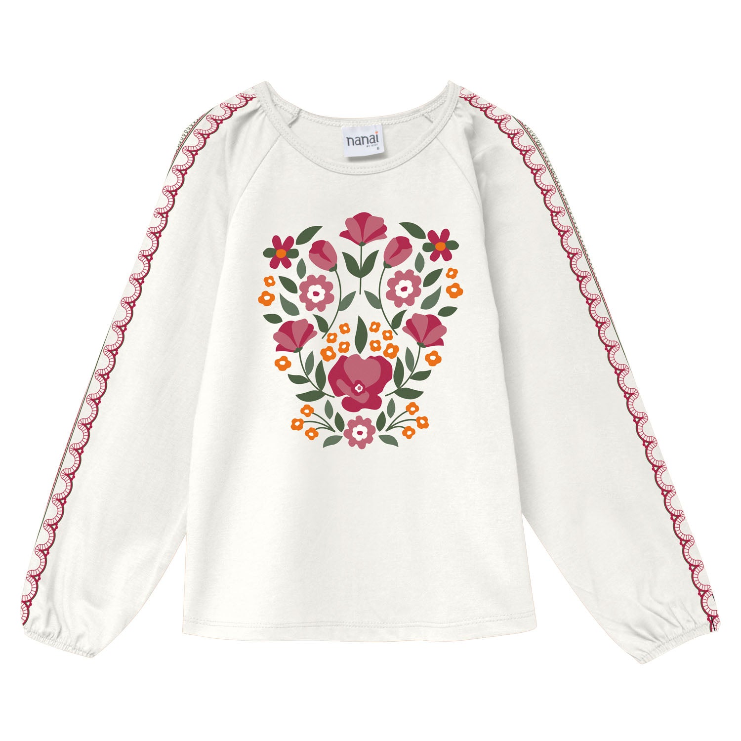 Camiseta beige con bonita estampación - Kyly invierno 2024 - Frontal - Moda Infantil Chicle