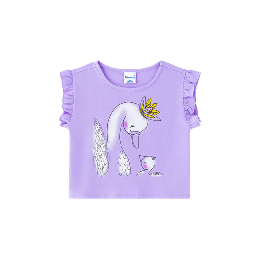 Camiseta de niña de algodón de primavera 2024 - Frontal - Moda Infantil Chicle