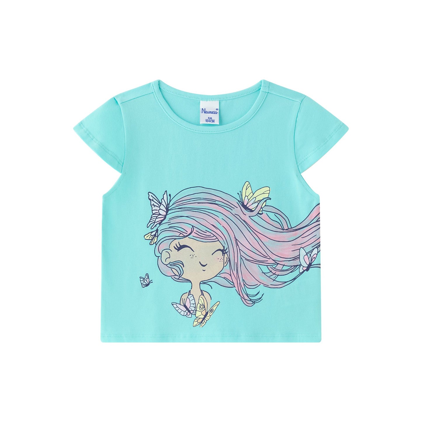 Camiseta de niña de manga corta - Newness 2024 - Frontal - Moda Infantil Chicle