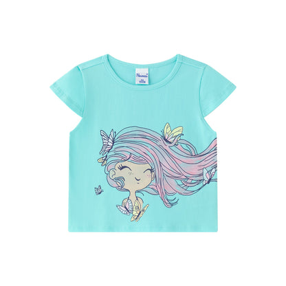Camiseta de niña de manga corta - Newness 2024 - Frontal - Moda Infantil Chicle