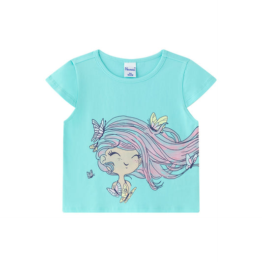 Camiseta de niña de manga corta - Newness 2024 - Frontal - Moda Infantil Chicle