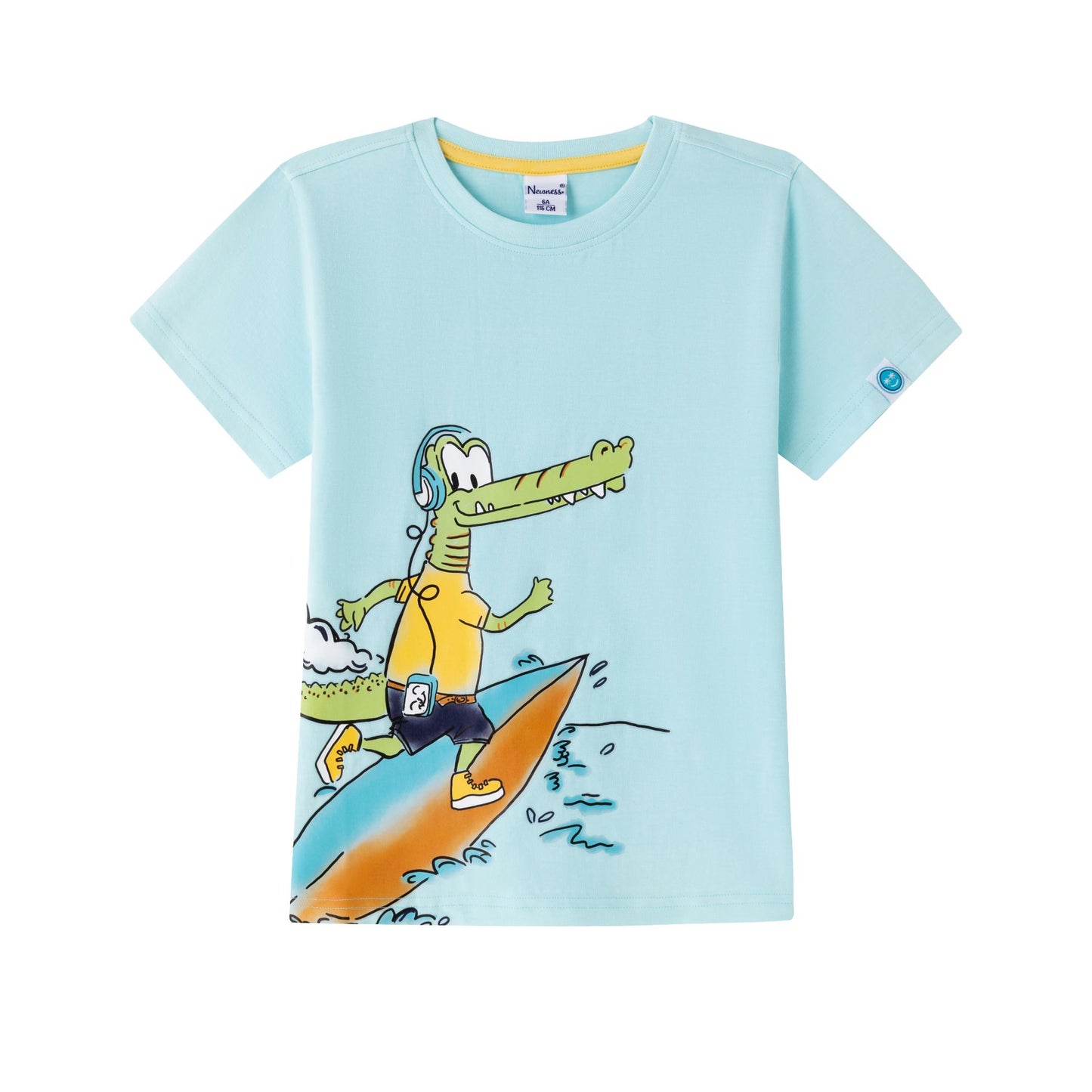 Camiseta de niño en azul de Newness - Frontal - Moda Infantil Chicle