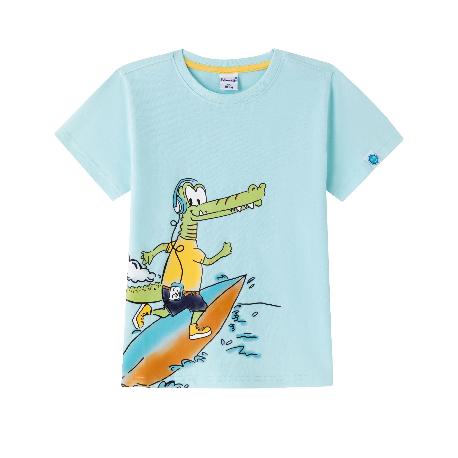 Camiseta de niño en azul de Newness - Frontal - Moda Infantil Chicle