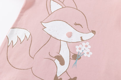 Camiseta ni�a rosa con zorrito con flores - Newness - Detalle 4 - Moda Infantil Chicle