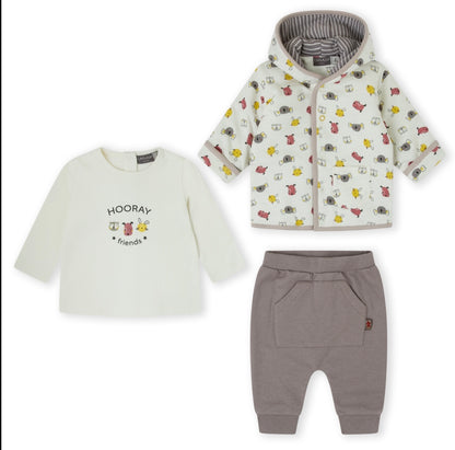 Chándal de niño bebé, con chaqueta, pantalón y camiseta - Frontal - Moda Infantil Chicle