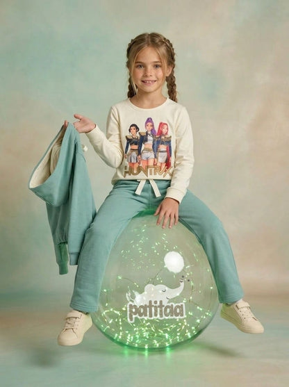Chandal ni�a tres piezas verde agua K- Pop - Patitaa - Detalle 2 - Moda Infantil Chicle