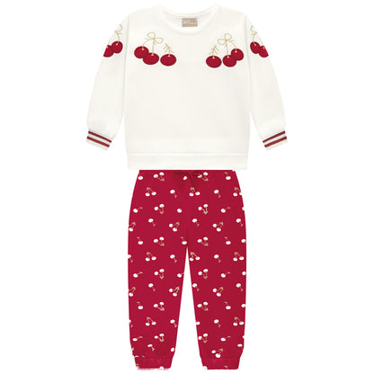 Chandal niña con cerezas- Kyly invierno 2024 - Frontal - Moda Infantil Chicle
