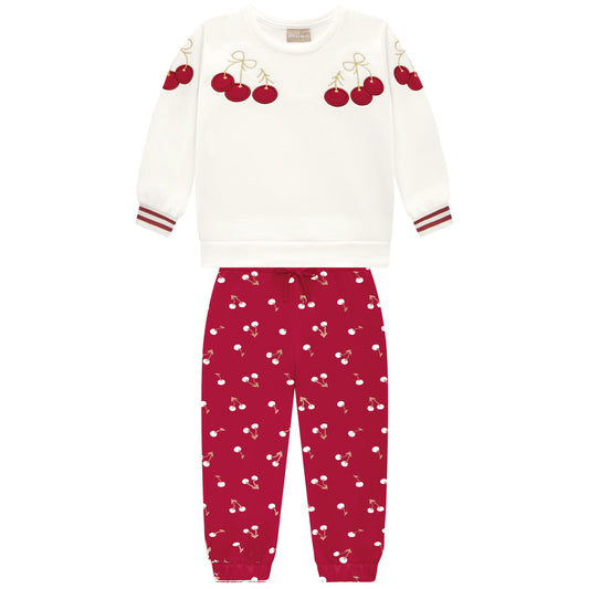 Chandal niña con cerezas- Kyly invierno 2024 - Frontal - Moda Infantil Chicle