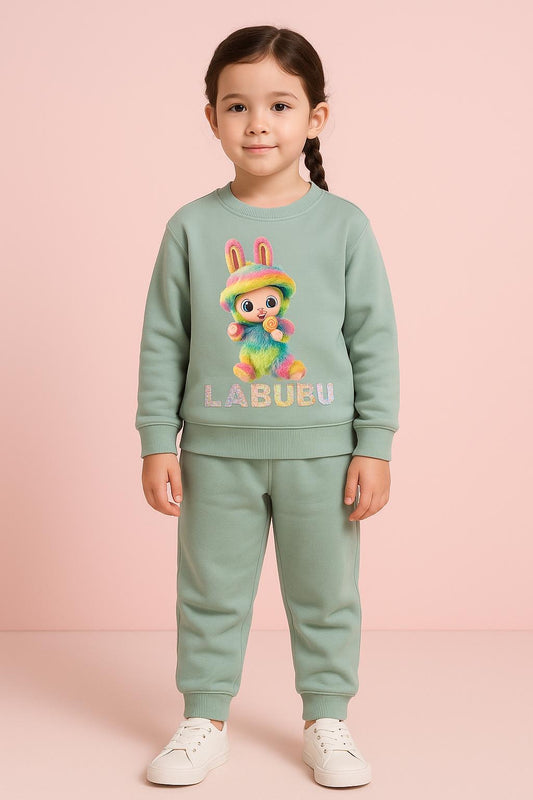 Chandal verde de Labubu arco�ris - Pronta moda - Frontal - Moda Infantil Chicle