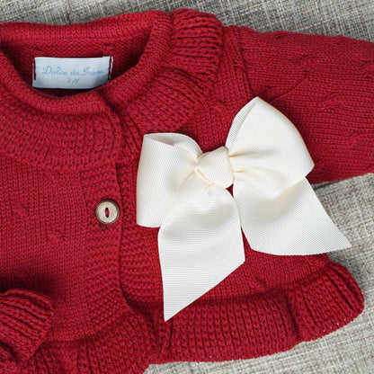 Chaqueta Nudos Guinda Con Lazo Gross- Dulce de Fresas - Frontal - Moda Infantil Chicle