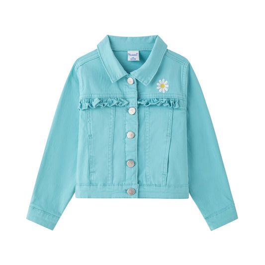Chaqueta vaquera en color turquesa - Newness - Frontal - Moda Infantil Chicle