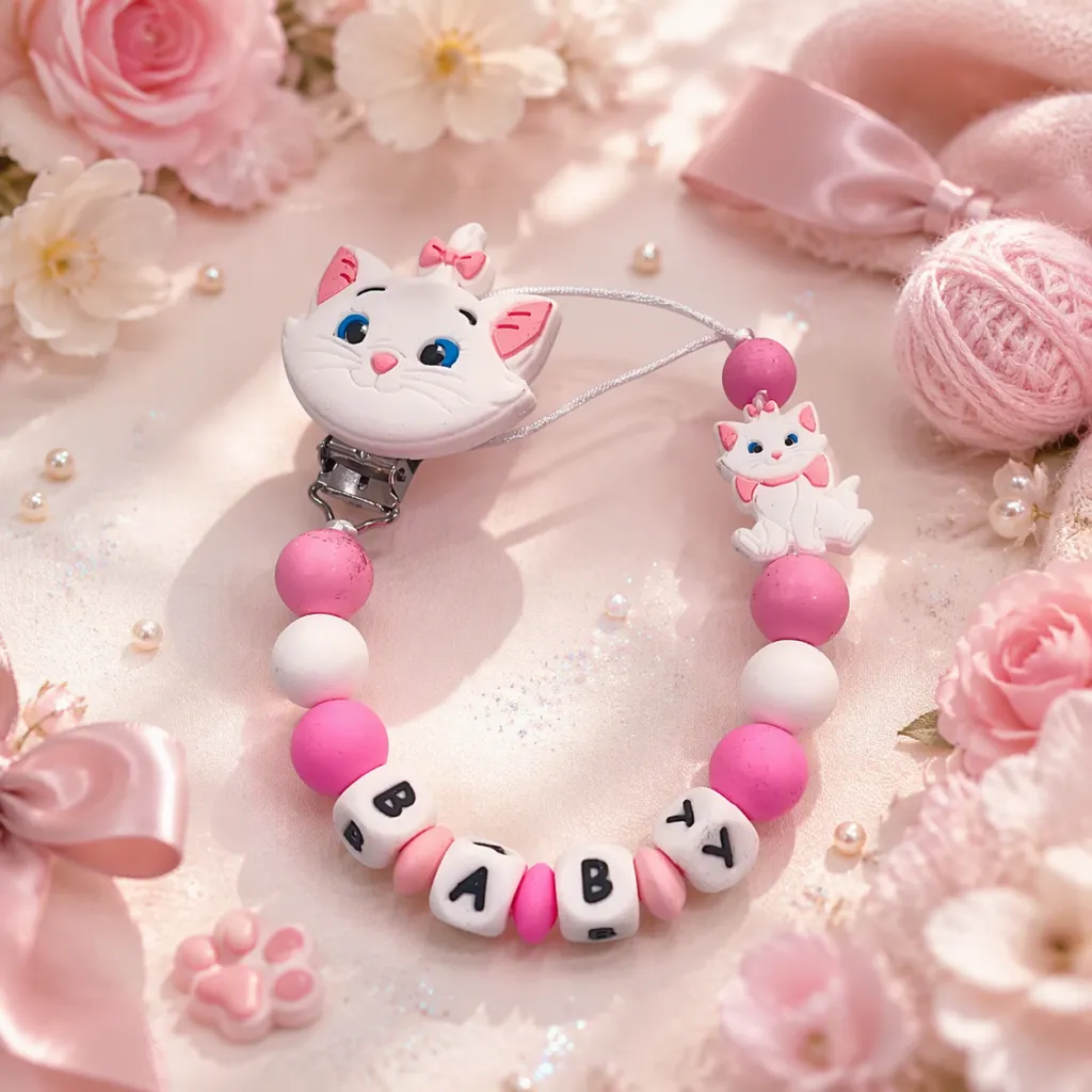 Clip para chupete personalizado de Gatita Marie - Detalle 1 - Moda Infantil Chicle