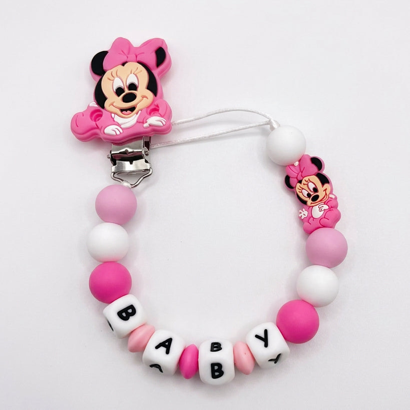 Clip para chupete personalizado de Minnie - Frontal - Moda Infantil Chicle