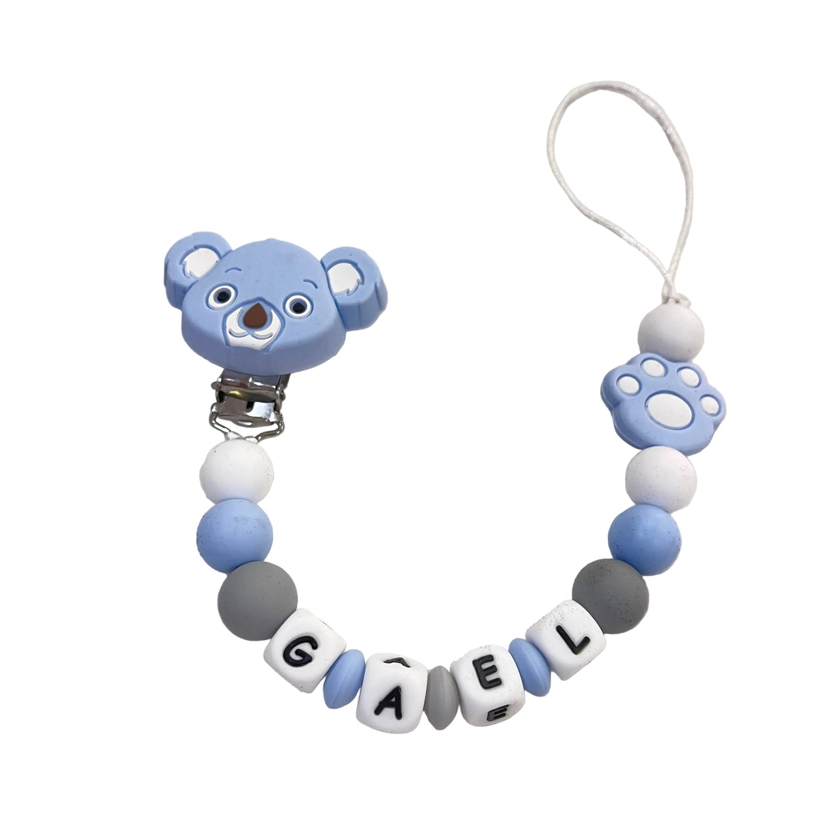 Clip para chupete personalizado koala en azul y gris - Detalle 1 - Moda Infantil Chicle