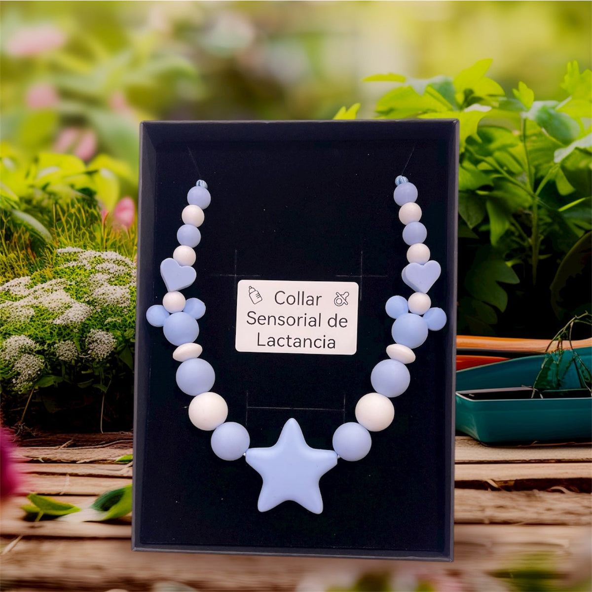 Collar de lactancia estrella azul - Frontal - Moda Infantil Chicle