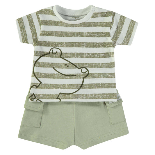 Conjunto beb� en verde con rana - Babybol - Frontal - Moda Infantil Chicle