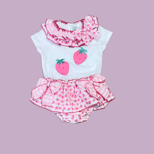 Conjunto beb� ni�a ?? fresas - Frontal - Moda Infantil Chicle