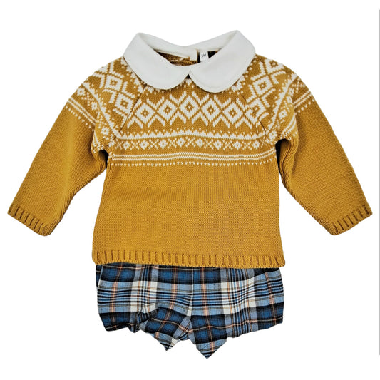 Conjunto bebé con jersey color mostaza - Frontal - Moda Infantil Chicle