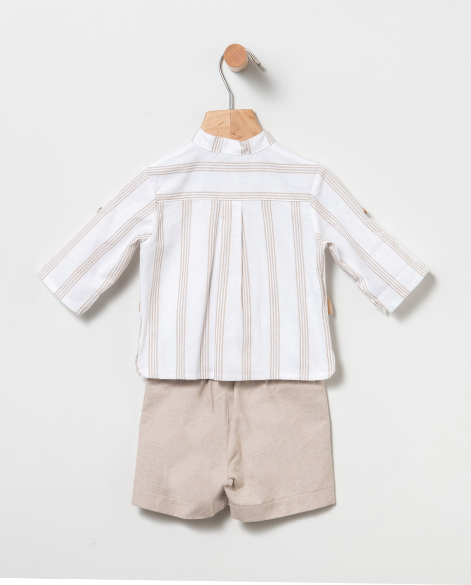 Conjunto bebé niño en color tostado de Coco Acqua 2024 - Detalle 1 - Moda Infantil Chicle