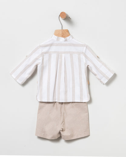 Conjunto bebé niño en color tostado de Coco Acqua 2024 - Detalle 1 - Moda Infantil Chicle