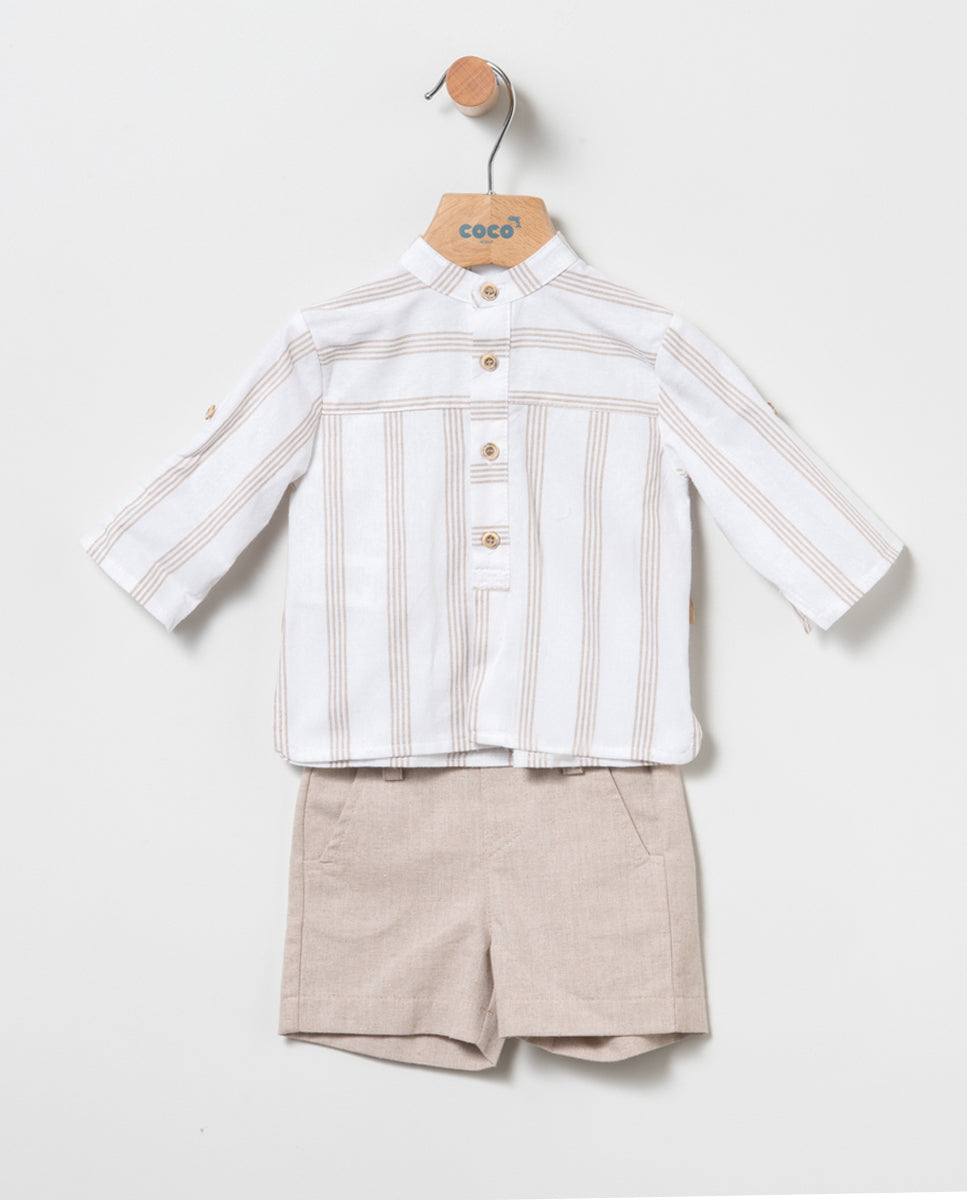 Conjunto bebé niño en color tostado de Coco Acqua 2024 - Frontal - Moda Infantil Chicle