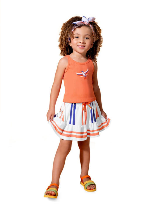 Conjunto de camisetas y falda de niña primavera - Nanai  2024 - Frontal - Moda Infantil Chicle