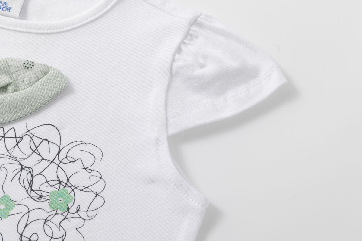 Conjunto de falda con  flores verdes, con vuelo y camiseta - Newness - Detalle 8 - Moda Infantil Chicle