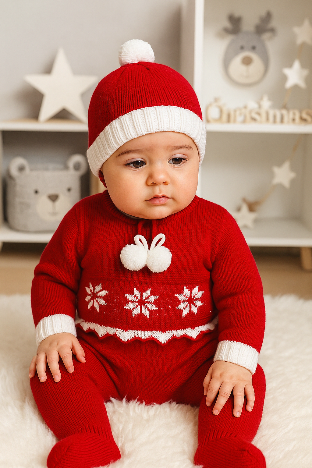 Conjunto de lana en rojo - Frontal - Moda Infantil Chicle