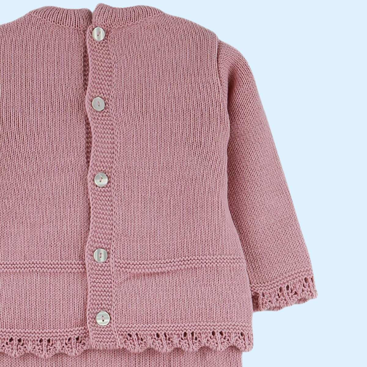 Conjunto de lana niña en rosa palo - Dulce de fresa - Invierno - Detalle 3 - Moda Infantil Chicle