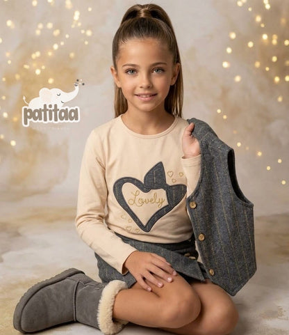 Conjunto de ni�a con chaleco  4- 12 a�os - Patitaa - Detalle 1 - Moda Infantil Chicle