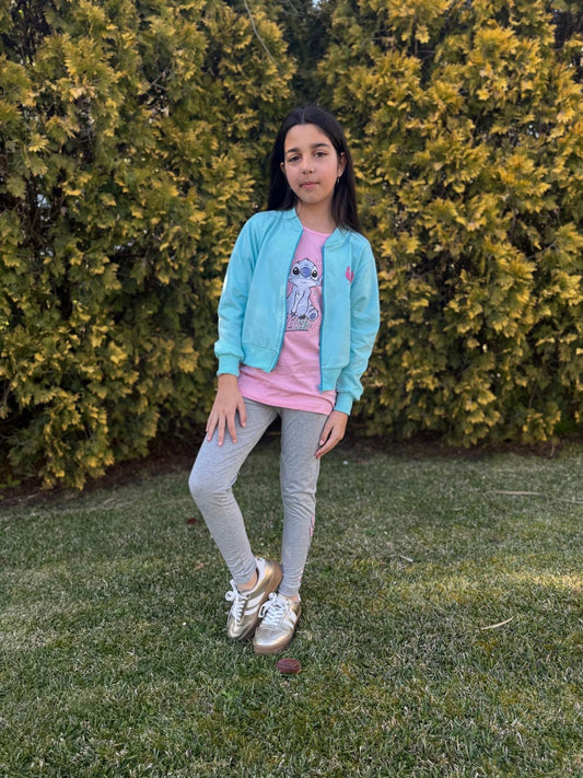 Conjunto de ni�a con legging de Stitch - primavera - Frontal - Moda Infantil Chicle