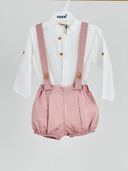 Conjunto de ni�o ceremonia en color rosa palo - Coco Acqua - Detalle 2 - Moda Infantil Chicle