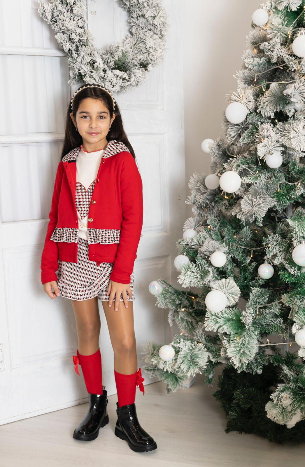 Conjunto de niña de 3 piezas en rojo - Detalle 2 - Moda Infantil Chicle