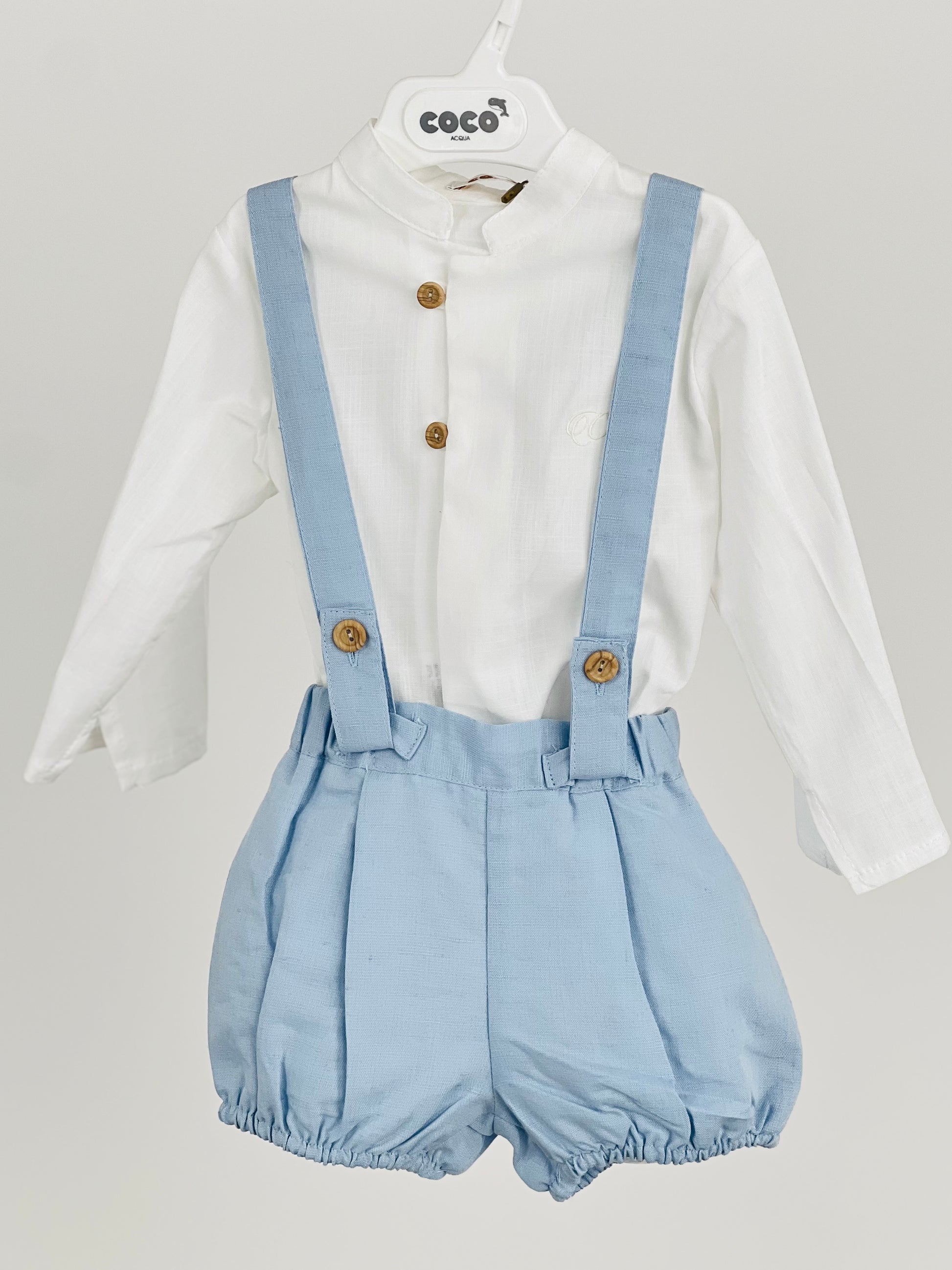 Conjunto de niño ceremonia en celeste - Coco Acqua 2025 - Detalle 1 - Moda Infantil Chicle
