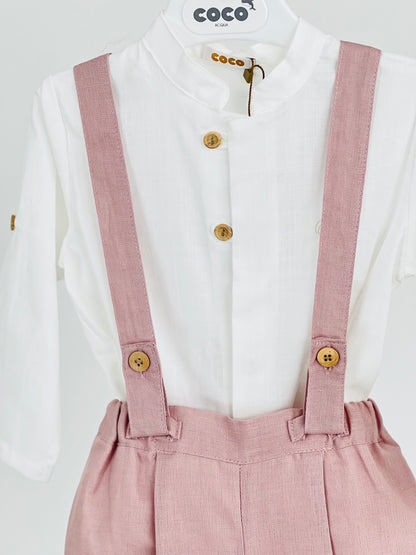 Conjunto de niño ceremonia en color rosa palo - Coco Acqua - Detalle 1 - Moda Infantil Chicle