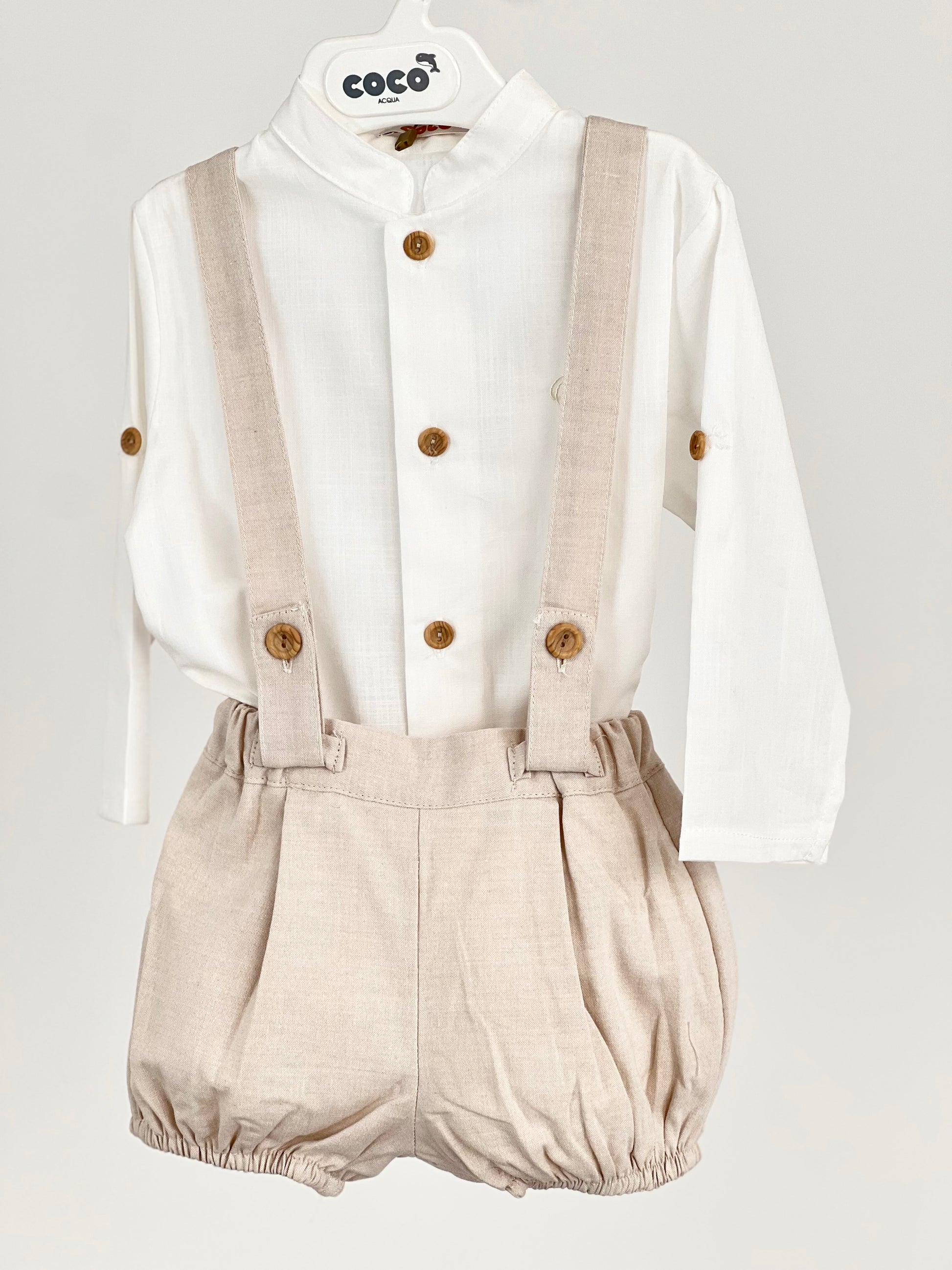 Conjunto de niño ceremonia en tostado - Coco Acqua - Frontal - Moda Infantil Chicle