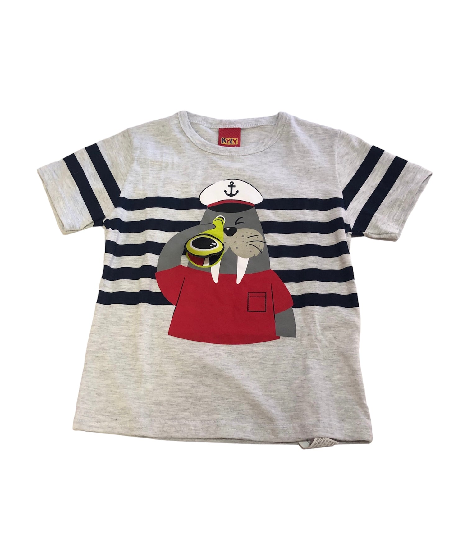 Conjunto de niño con dibujo de morsa - Kyly Primavera 2024 - Detalle 2 - Moda Infantil Chicle