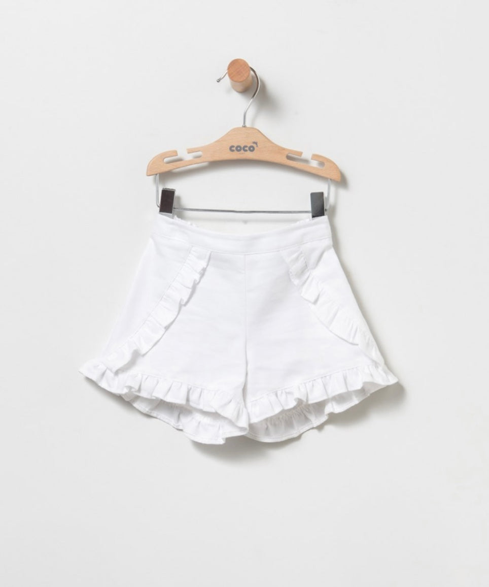 Conjunto de short y blusón en rayas niña en turquesa - Detalle 2 - Moda Infantil Chicle