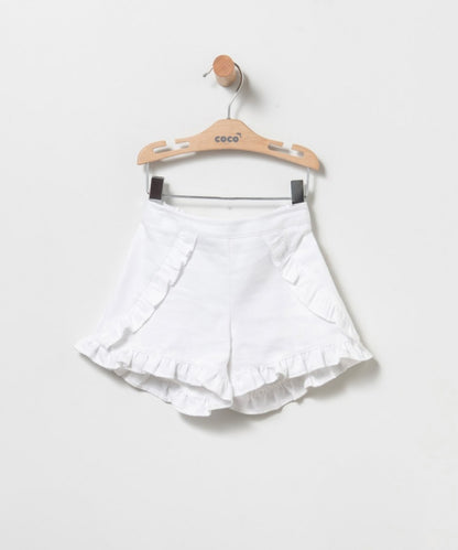Conjunto de short y blusón en rayas niña en turquesa - Detalle 2 - Moda Infantil Chicle