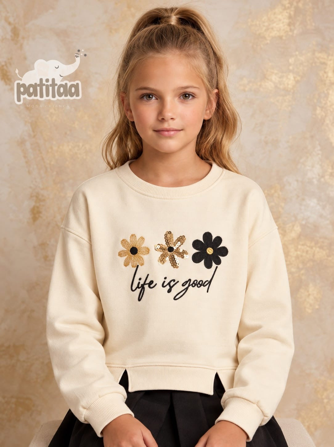 Conjunto flor de ni�a con falda pantal�n-Patitaa - Detalle 2 - Moda Infantil Chicle