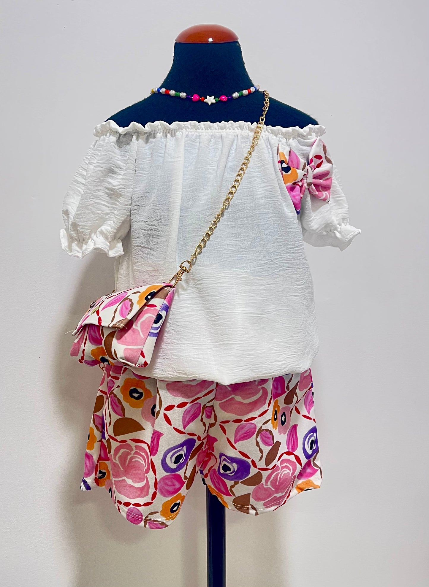 Conjunto ni�a blus�n, short y bolso - Pronta Moda - Detalle 1 - Moda Infantil Chicle