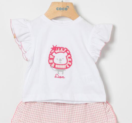 Conjunto ni�a camiseta Le�n rosa - Coco Acqua 2025 - Detalle 2 - Moda Infantil Chicle