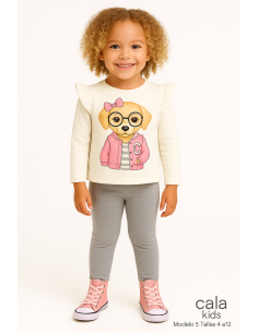 Conjunto ni�a perrita- Cala Kids - Frontal - Moda Infantil Chicle
