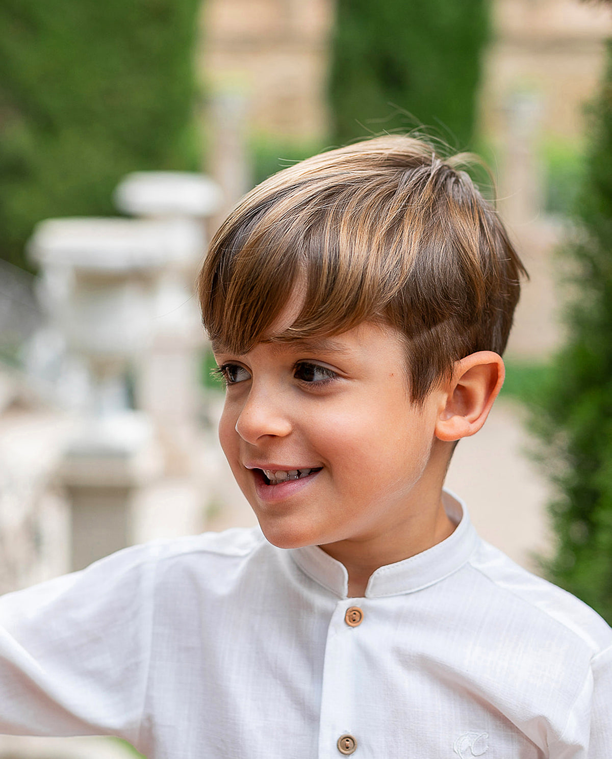 Conjunto ni�o, camisa y bermuda en color tostado - Coco Acqua colecci�n 2025 - Detalle 1 - Moda Infantil Chicle