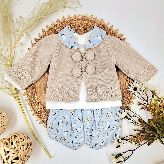 Conjunto ni�o con chaqueta color piedra - Baby Fashion - Frontal - Moda Infantil Chicle
