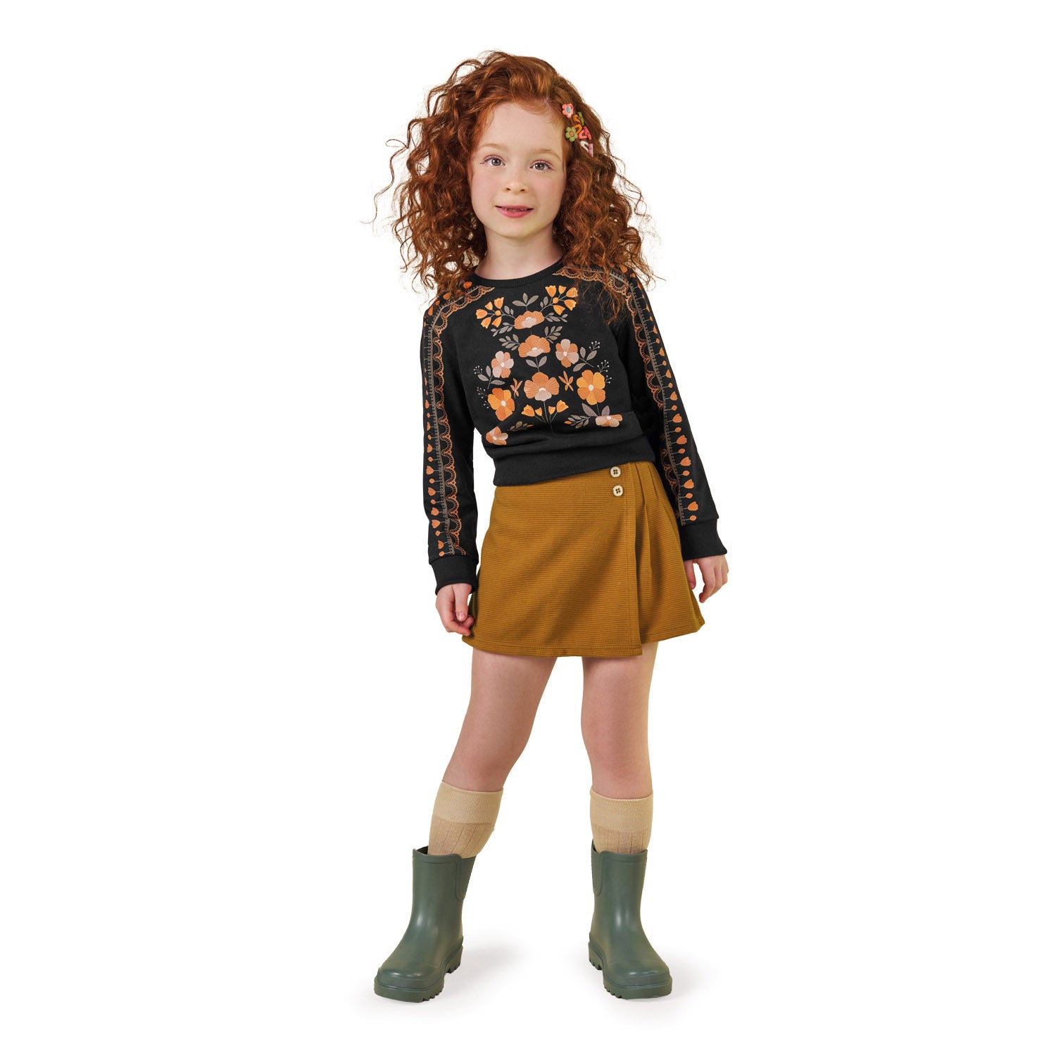 Conjunto niña de sudadera y falda pantalón - Kyly invierno 2024 - Detalle 4 - Moda Infantil Chicle