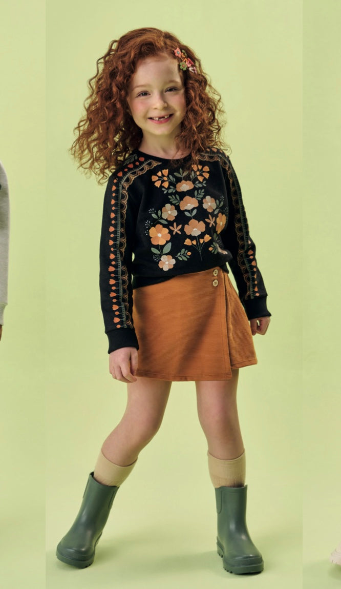 Conjunto niña de sudadera y falda pantalón - Kyly invierno 2024 - Detalle 5 - Moda Infantil Chicle