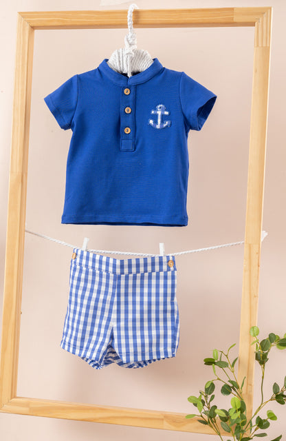 Conjunto niño bebé en color azulón - Cuka verano 2024 - Frontal - Moda Infantil Chicle