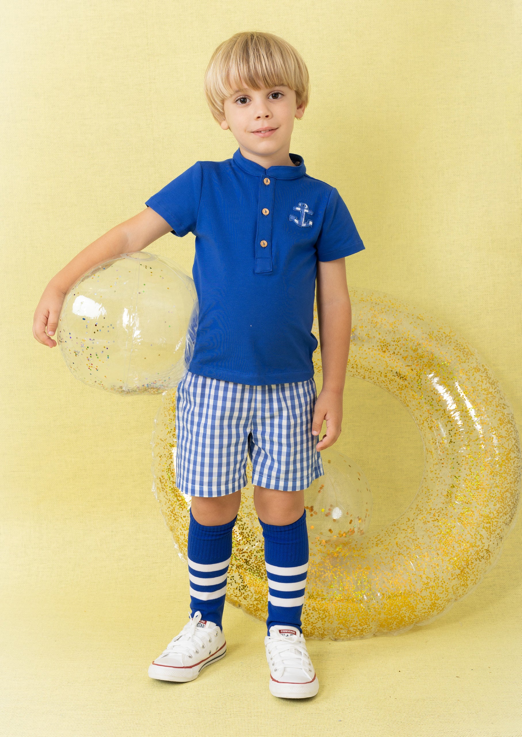 Conjunto niño con ancla decorativa - Cuka verano 2024 - Frontal - Moda Infantil Chicle