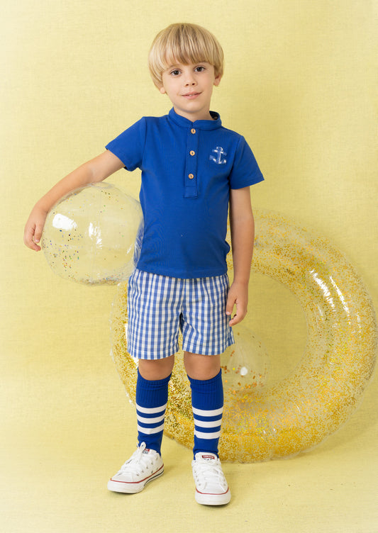 Conjunto niño con ancla decorativa - Cuka verano 2024 - Frontal - Moda Infantil Chicle
